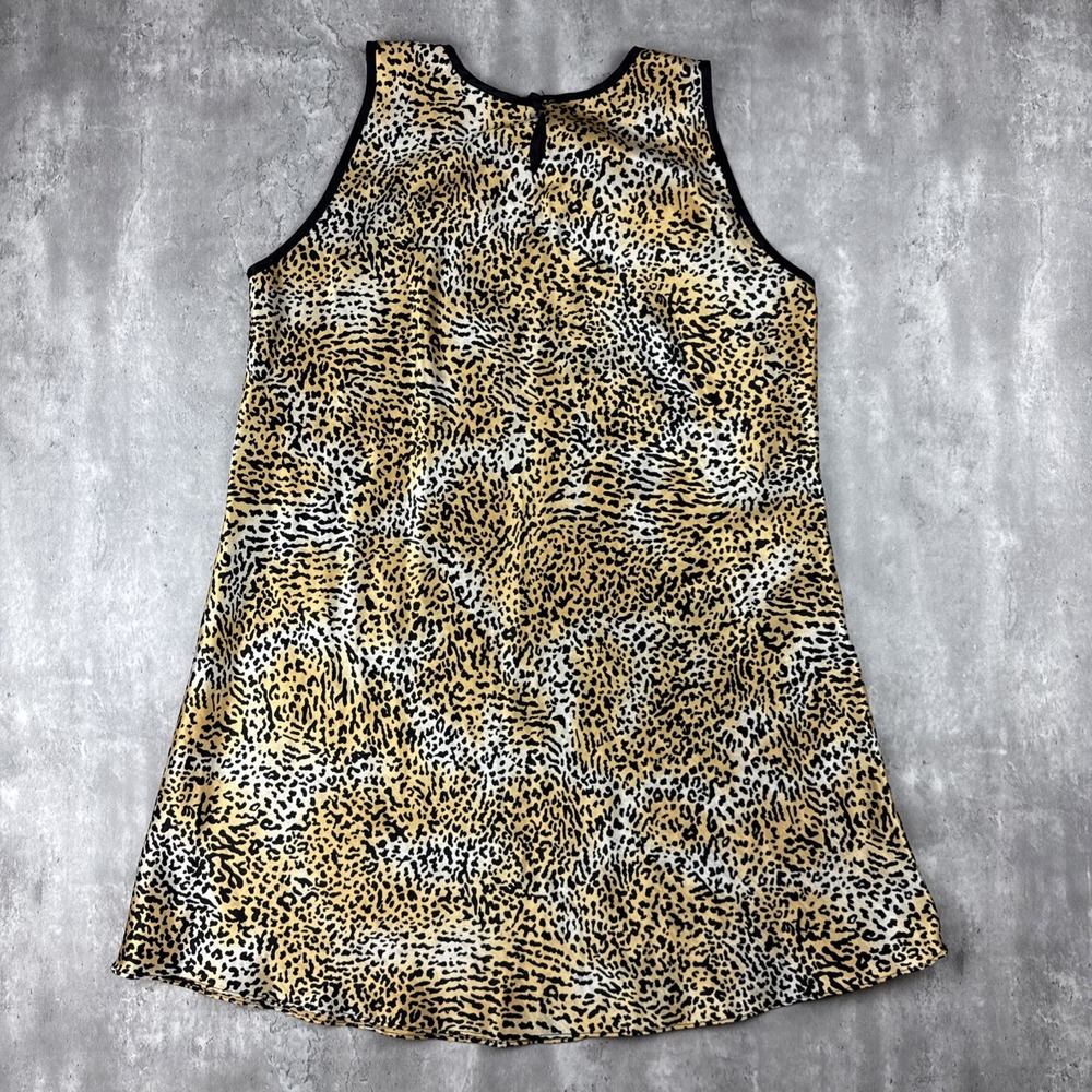 Vintage L.A. Intimates Dress Women's Medium Tan Leopard Satin A-lined 90s Grunge - Picture 2 of 8